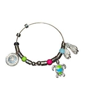 Turtle and Sandals Charms and Beaded Bangle